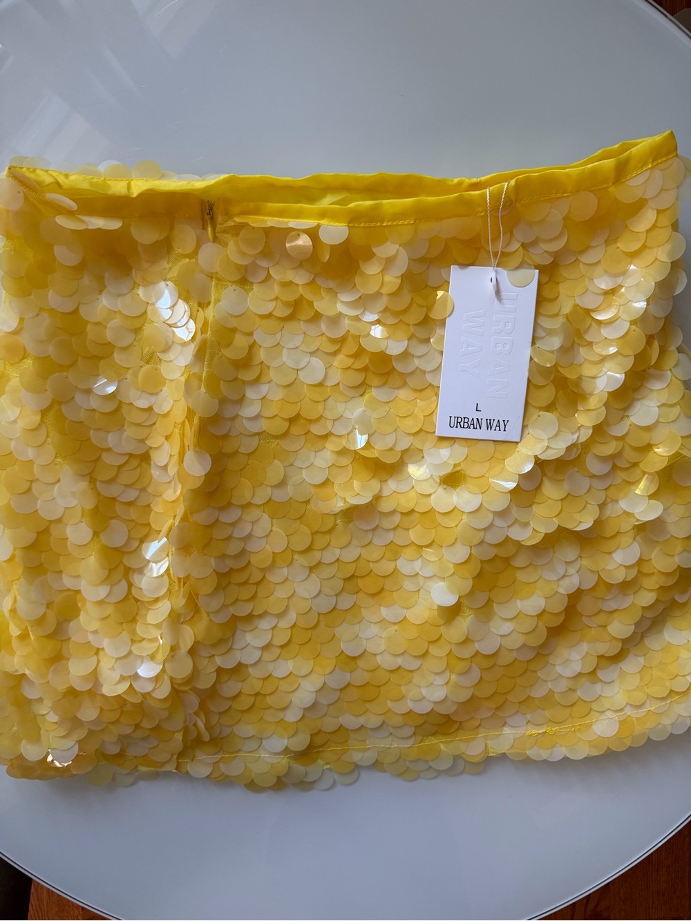 Urban Way Yellow Sequin Mini Skirt - Size Large